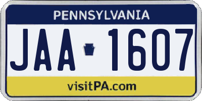 PA license plate JAA1607