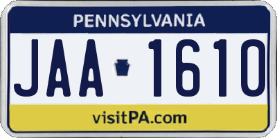 PA license plate JAA1610