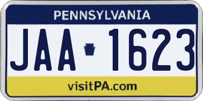 PA license plate JAA1623