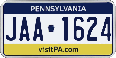 PA license plate JAA1624