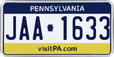 PA license plate JAA1633
