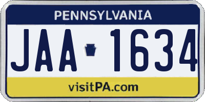 PA license plate JAA1634