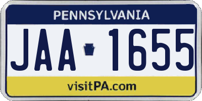 PA license plate JAA1655