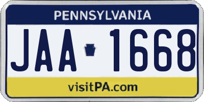 PA license plate JAA1668