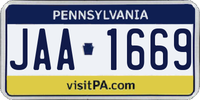 PA license plate JAA1669