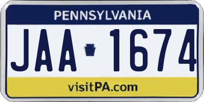 PA license plate JAA1674