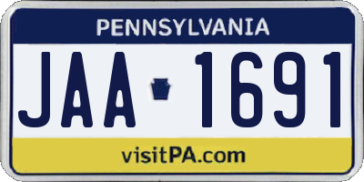 PA license plate JAA1691
