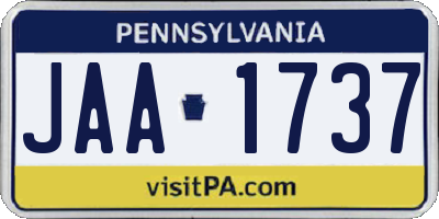 PA license plate JAA1737