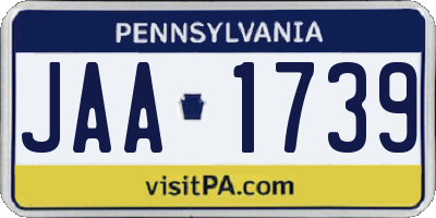 PA license plate JAA1739