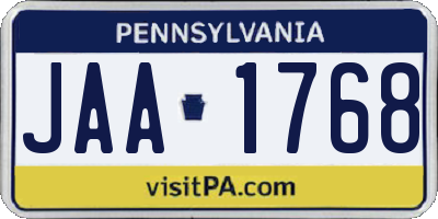 PA license plate JAA1768