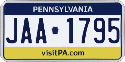 PA license plate JAA1795