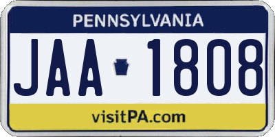 PA license plate JAA1808