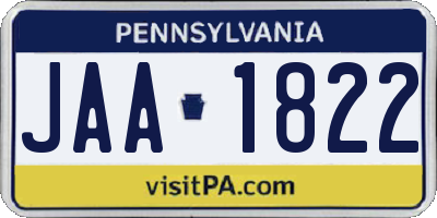 PA license plate JAA1822