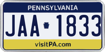 PA license plate JAA1833
