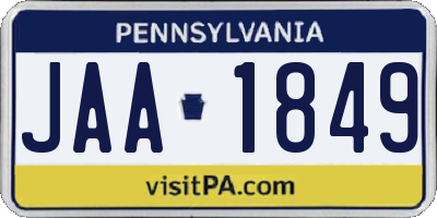 PA license plate JAA1849