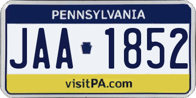 PA license plate JAA1852