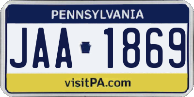 PA license plate JAA1869