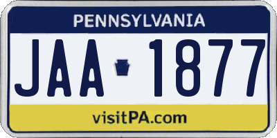 PA license plate JAA1877