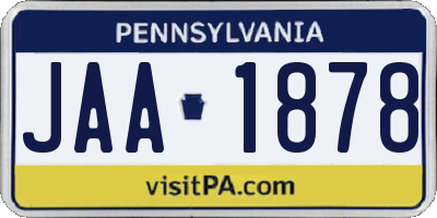 PA license plate JAA1878