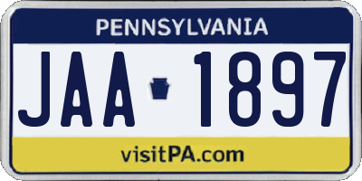 PA license plate JAA1897