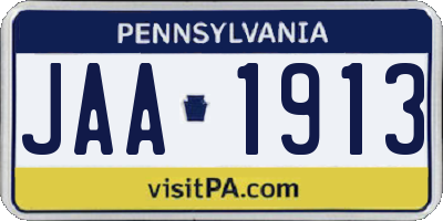 PA license plate JAA1913