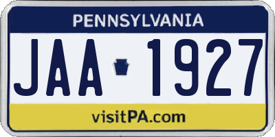 PA license plate JAA1927