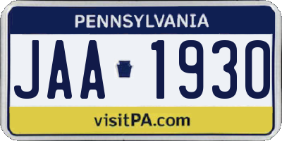 PA license plate JAA1930
