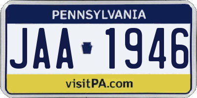 PA license plate JAA1946