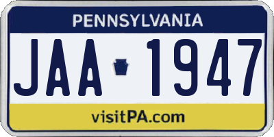 PA license plate JAA1947