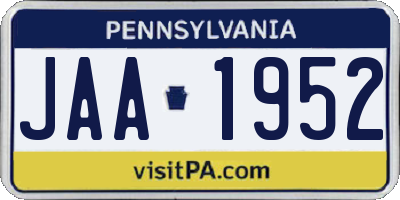 PA license plate JAA1952