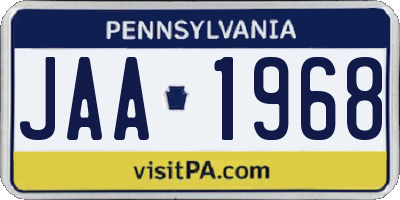 PA license plate JAA1968
