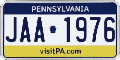 PA license plate JAA1976