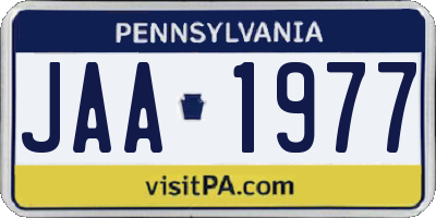 PA license plate JAA1977