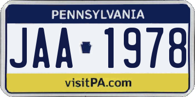 PA license plate JAA1978
