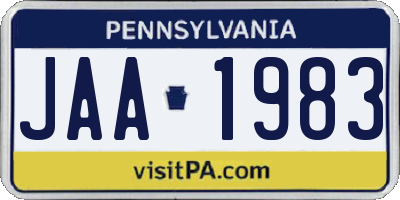 PA license plate JAA1983