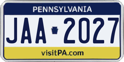 PA license plate JAA2027