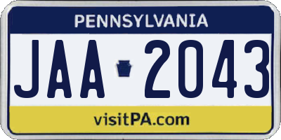 PA license plate JAA2043