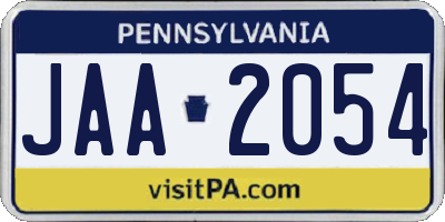 PA license plate JAA2054