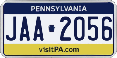PA license plate JAA2056