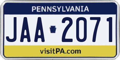 PA license plate JAA2071