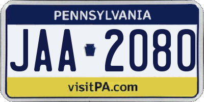 PA license plate JAA2080
