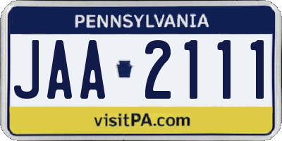 PA license plate JAA2111