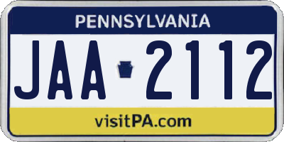 PA license plate JAA2112