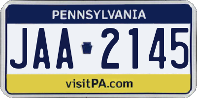 PA license plate JAA2145