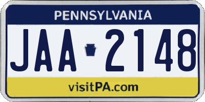 PA license plate JAA2148