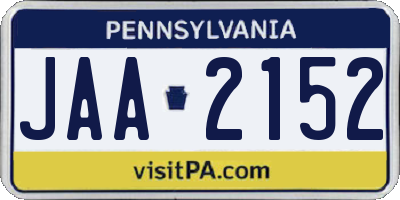 PA license plate JAA2152