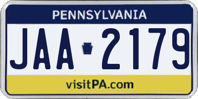 PA license plate JAA2179