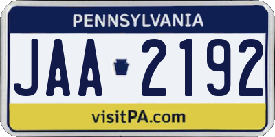 PA license plate JAA2192