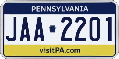 PA license plate JAA2201