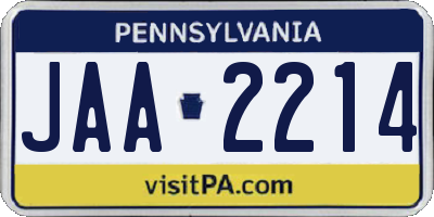 PA license plate JAA2214